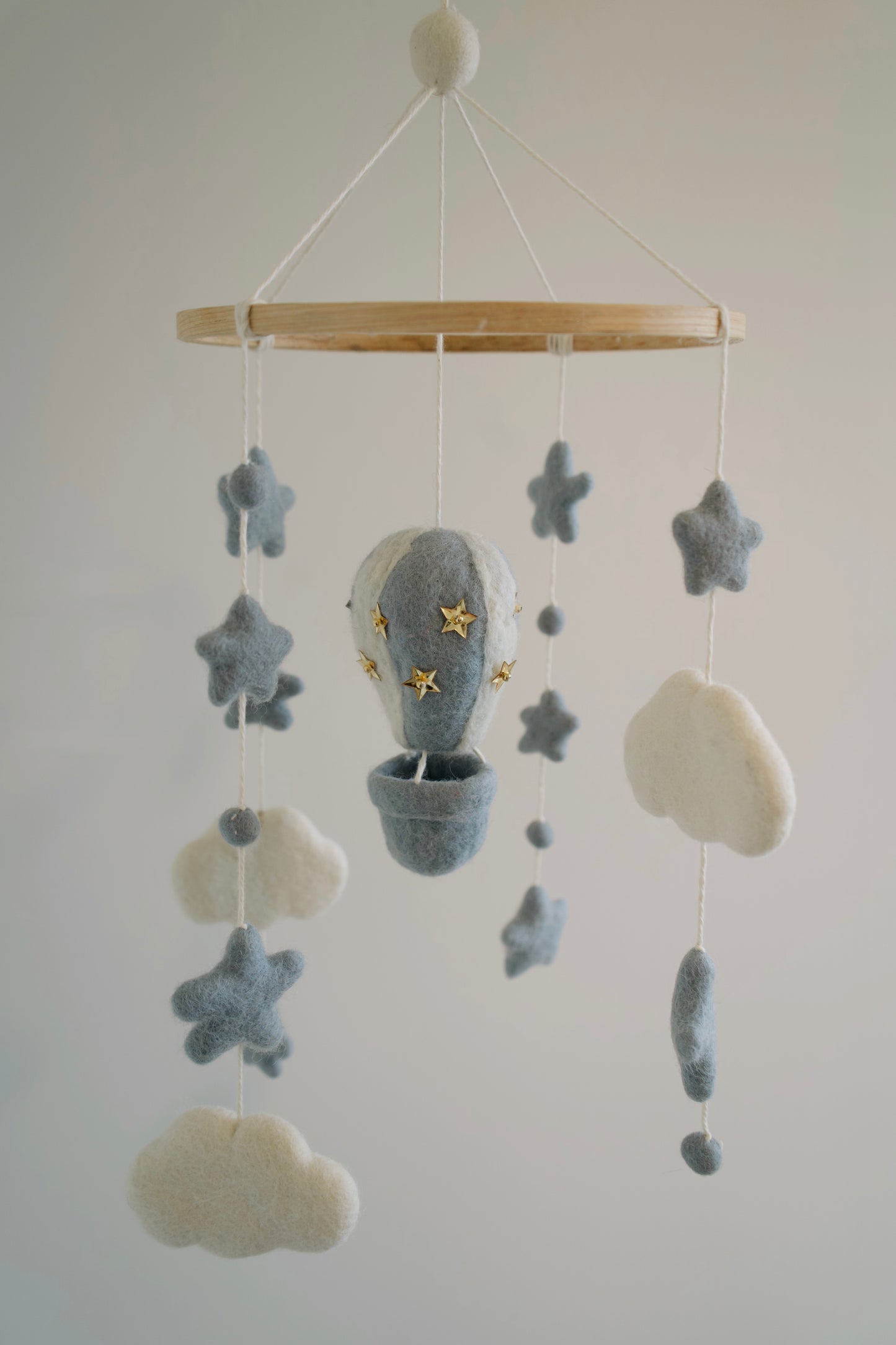Hot Air Balloon Mobile – Baby Blue & Gold